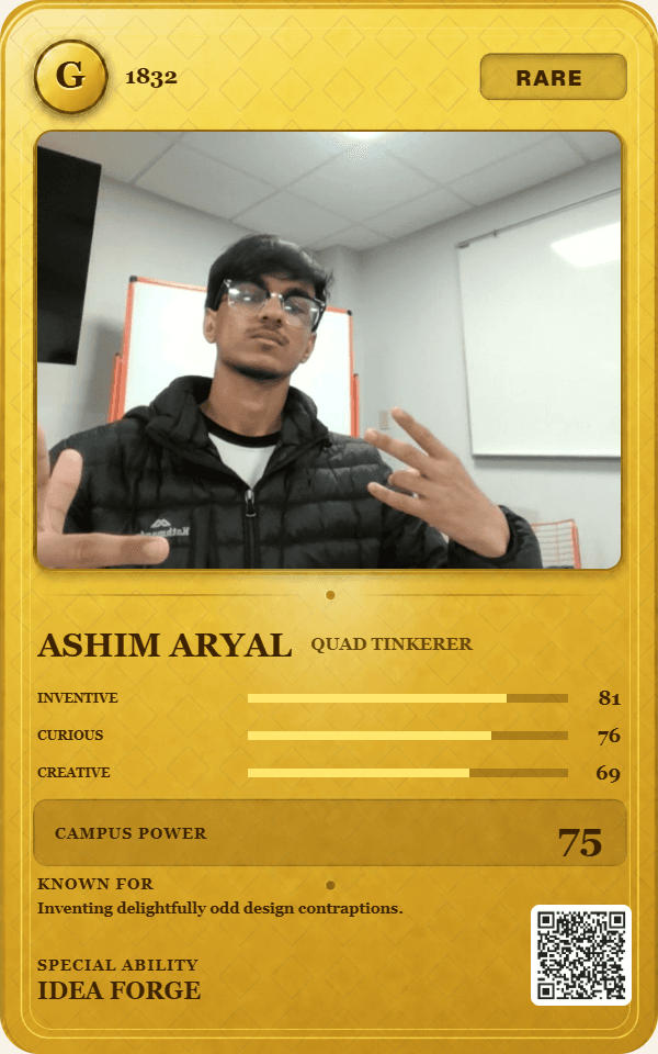 Ashim Aryal trading card made with CardifyBooth